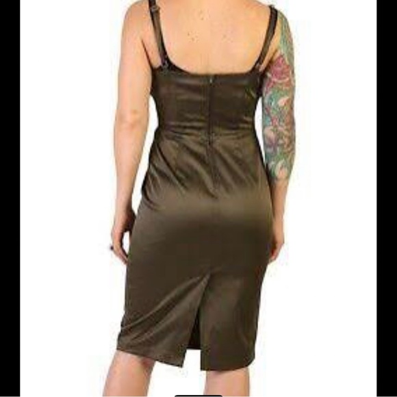 Lucky Thirteen Black Satin Pin Up Pencil Dress Size XL - Picture 9 of 11